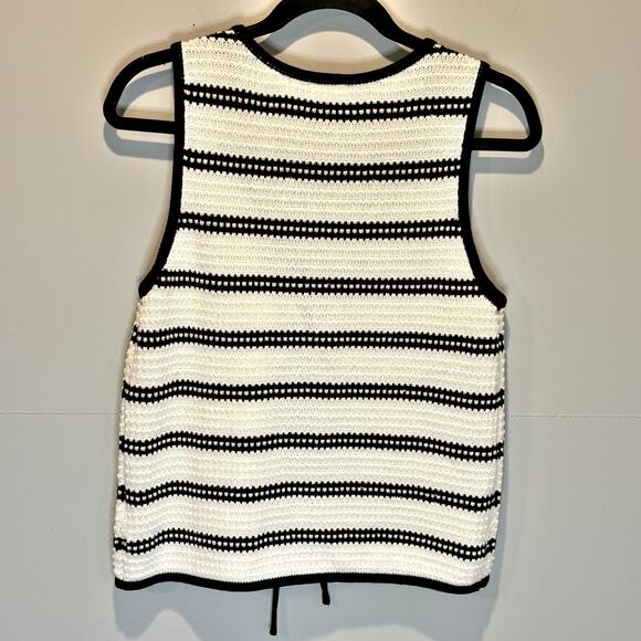 Cyrus Striped Textured Tie Front Sleeveless Sweater Vest - size Small - Picture 2 of 6